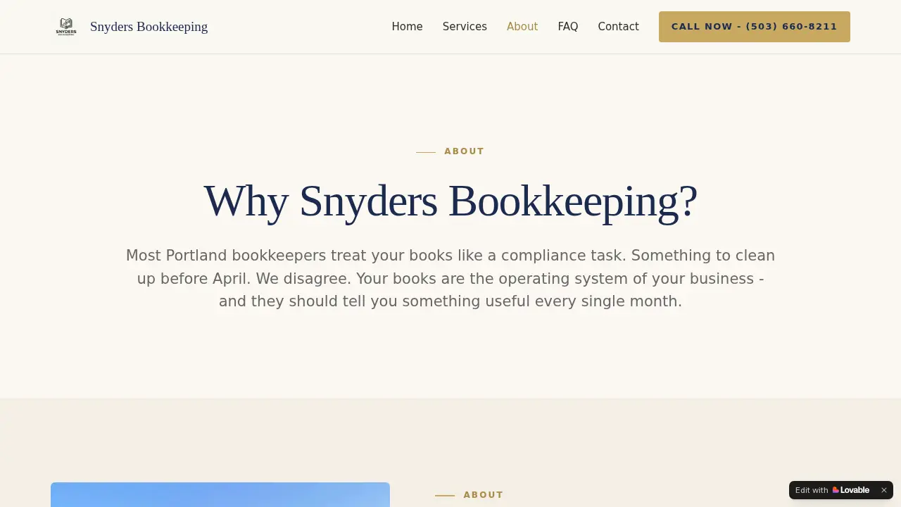 Snyders Bookkeeping page