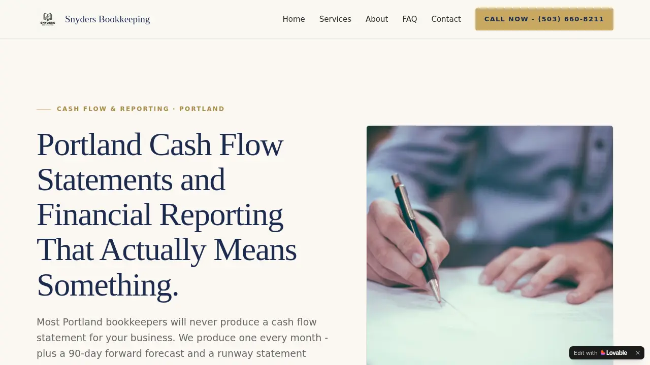 Snyders Bookkeeping page