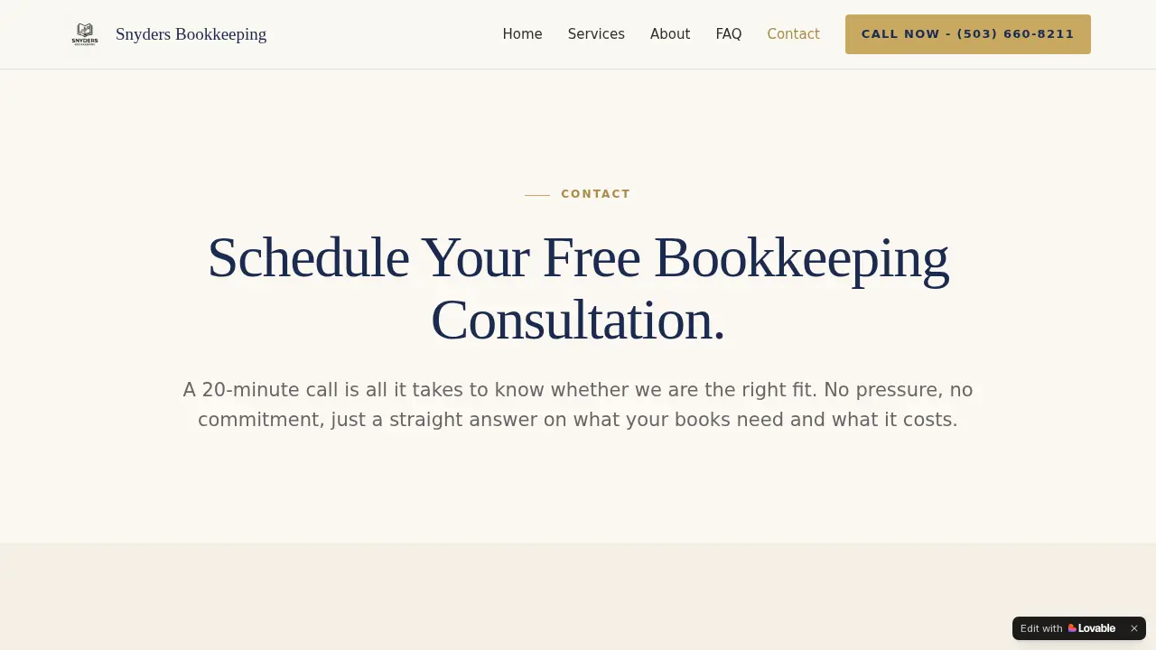 Snyders Bookkeeping page