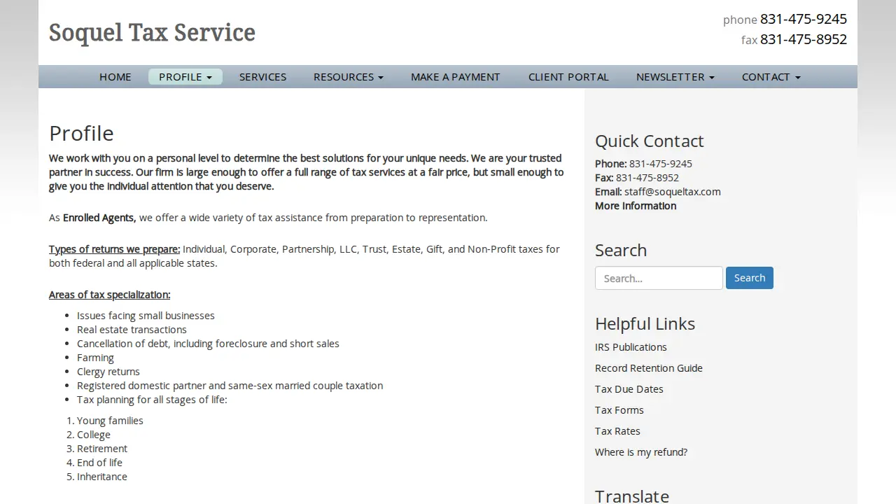 Soquel Tax Services page