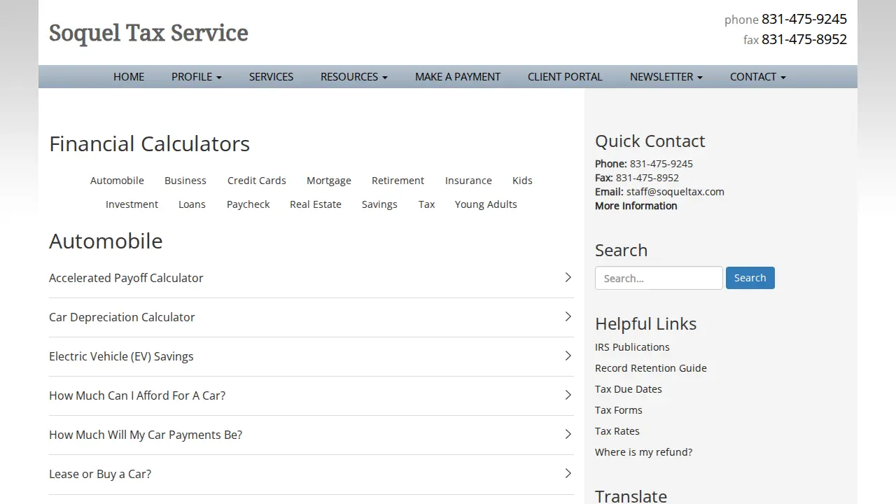 Soquel Tax Services page