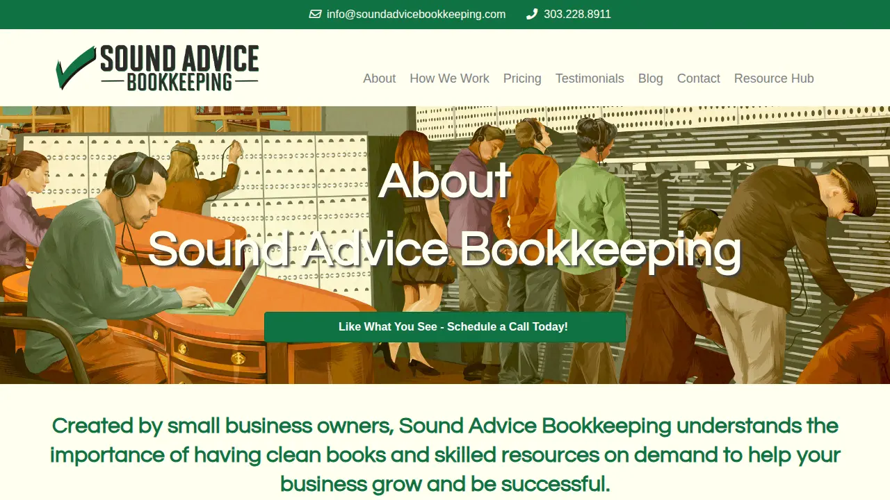 Sound Advice Bookkeeping page