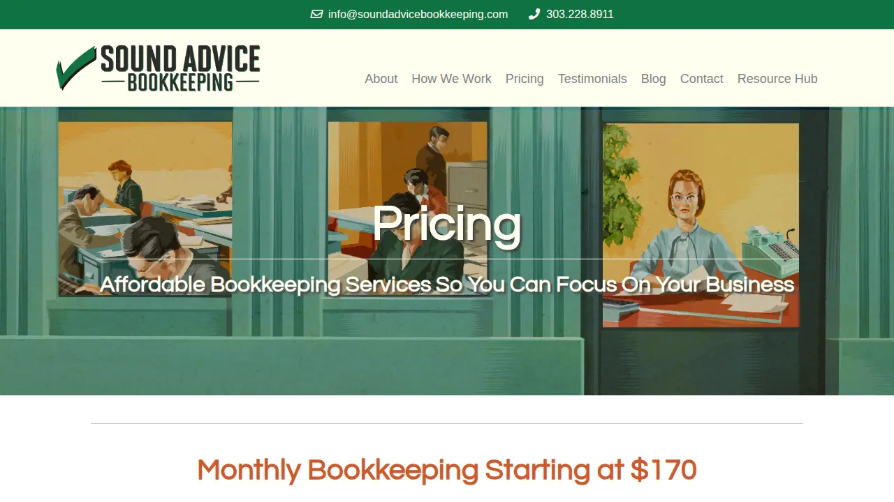 Sound Advice Bookkeeping page