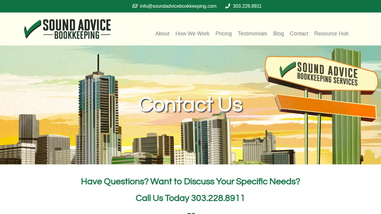 Sound Advice Bookkeeping page