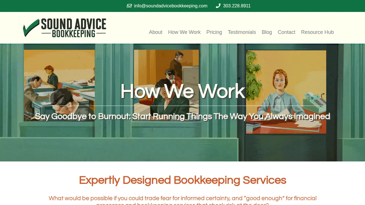 Sound Advice Bookkeeping page