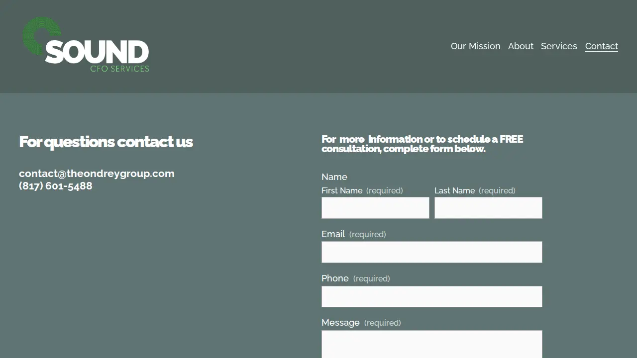 Sound CFO Services page
