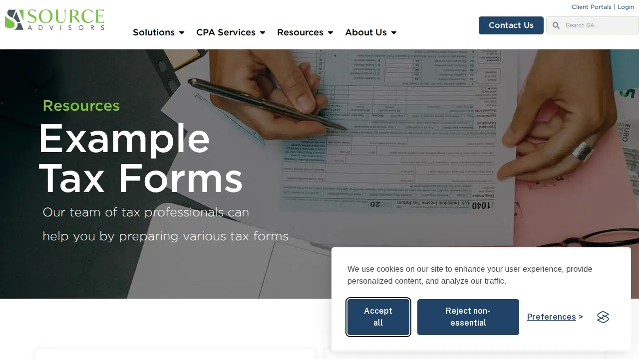 Source Advisors page