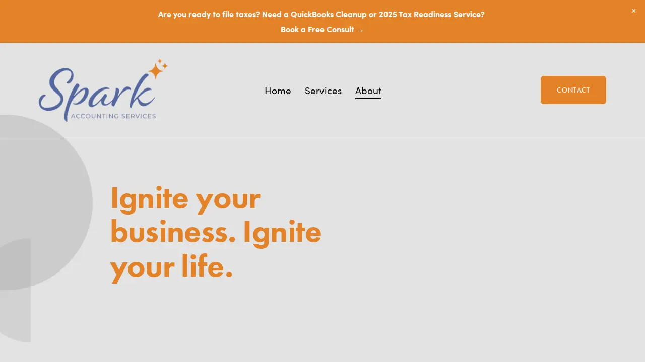 Spark Accounting Services page