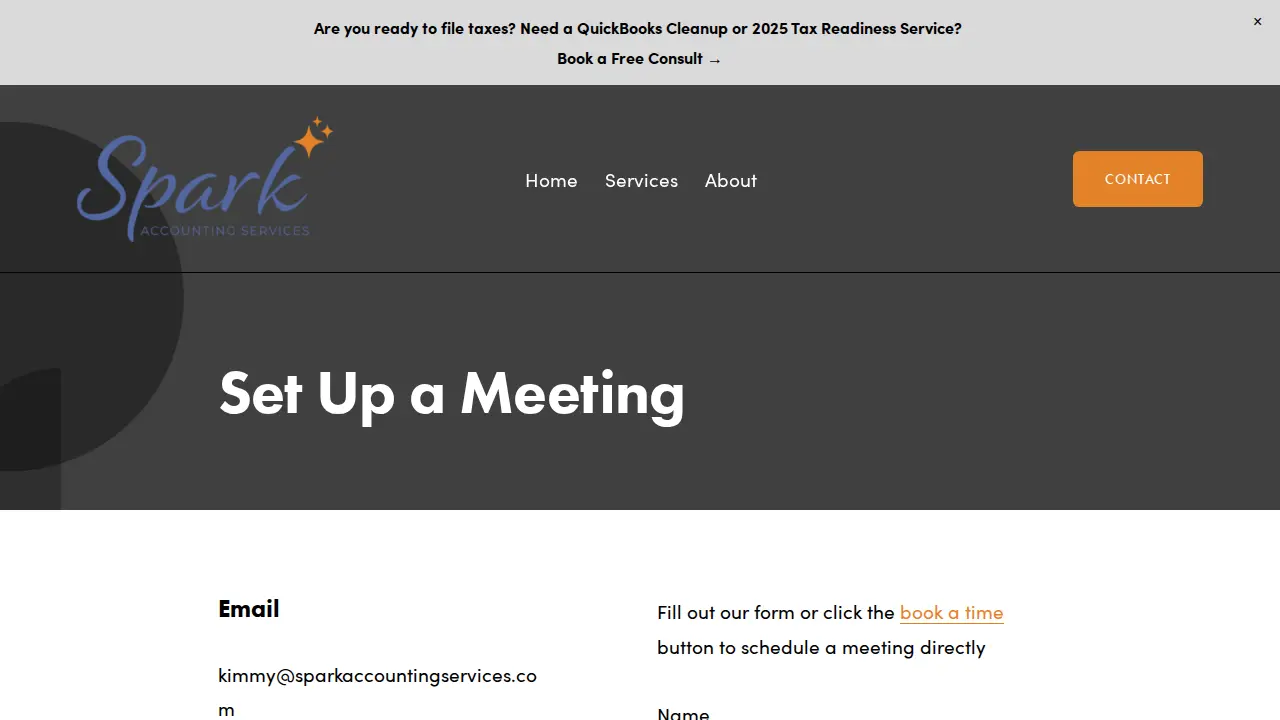 Spark Accounting Services page