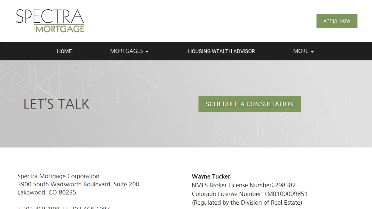 Spectra Mortgage page