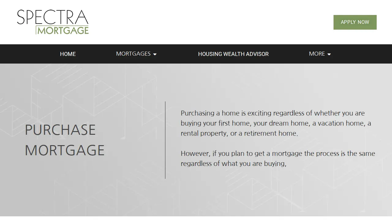 Spectra Mortgage page