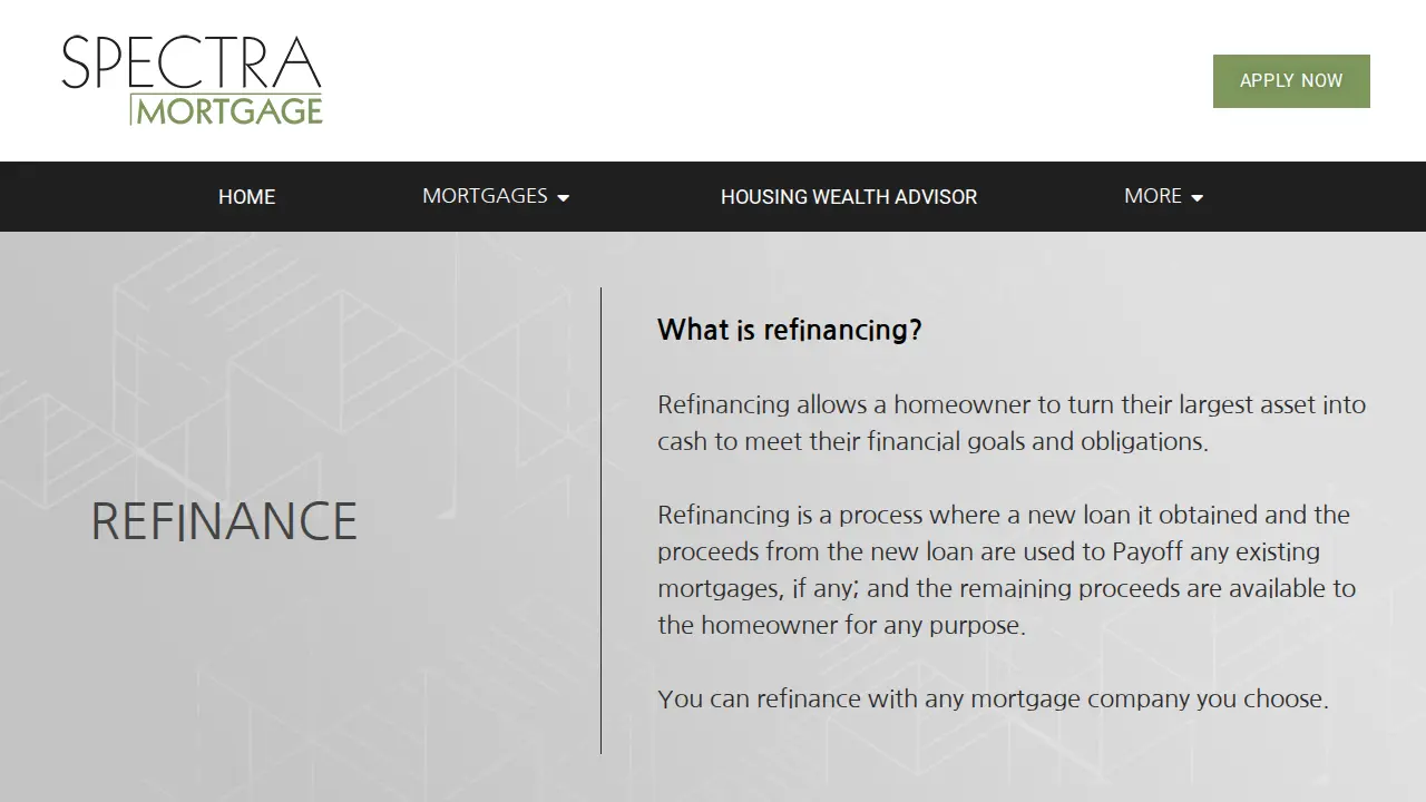 Spectra Mortgage page