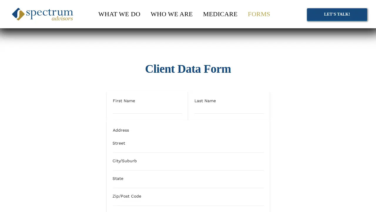 Spectrum Advisors page