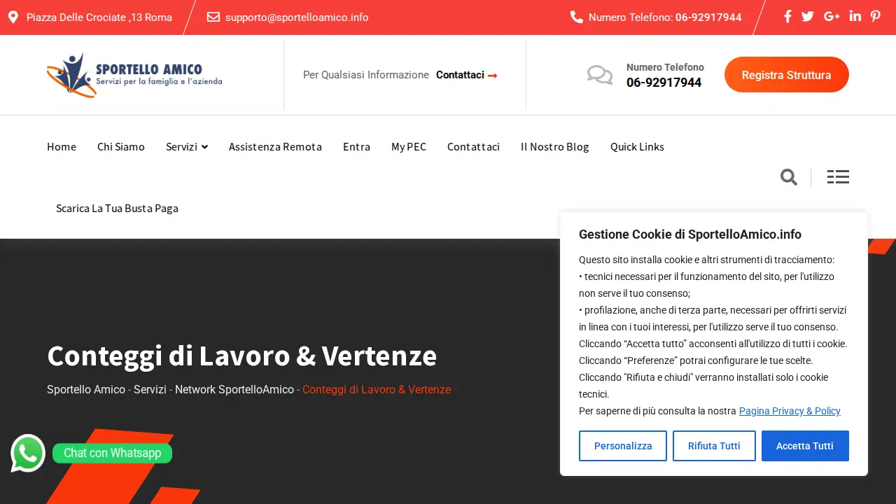 Sportello Amico page