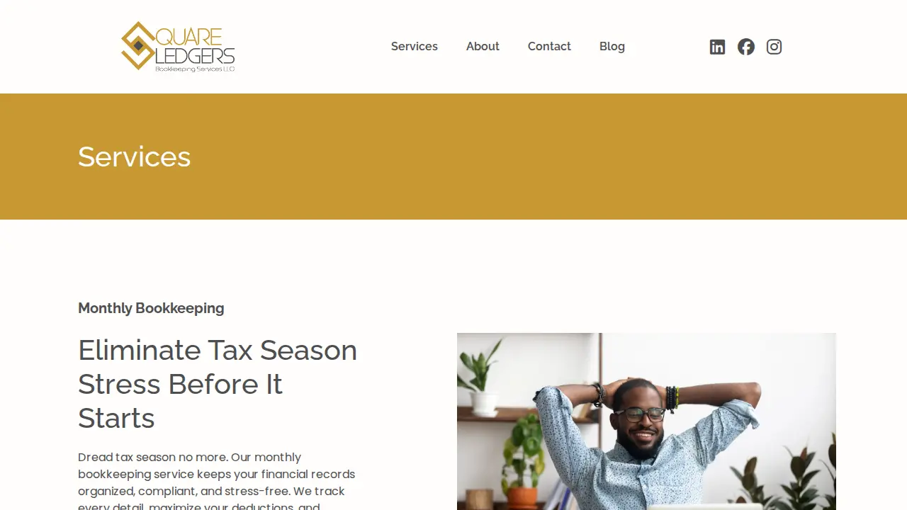 Square Ledgers Bookkeeping Services page