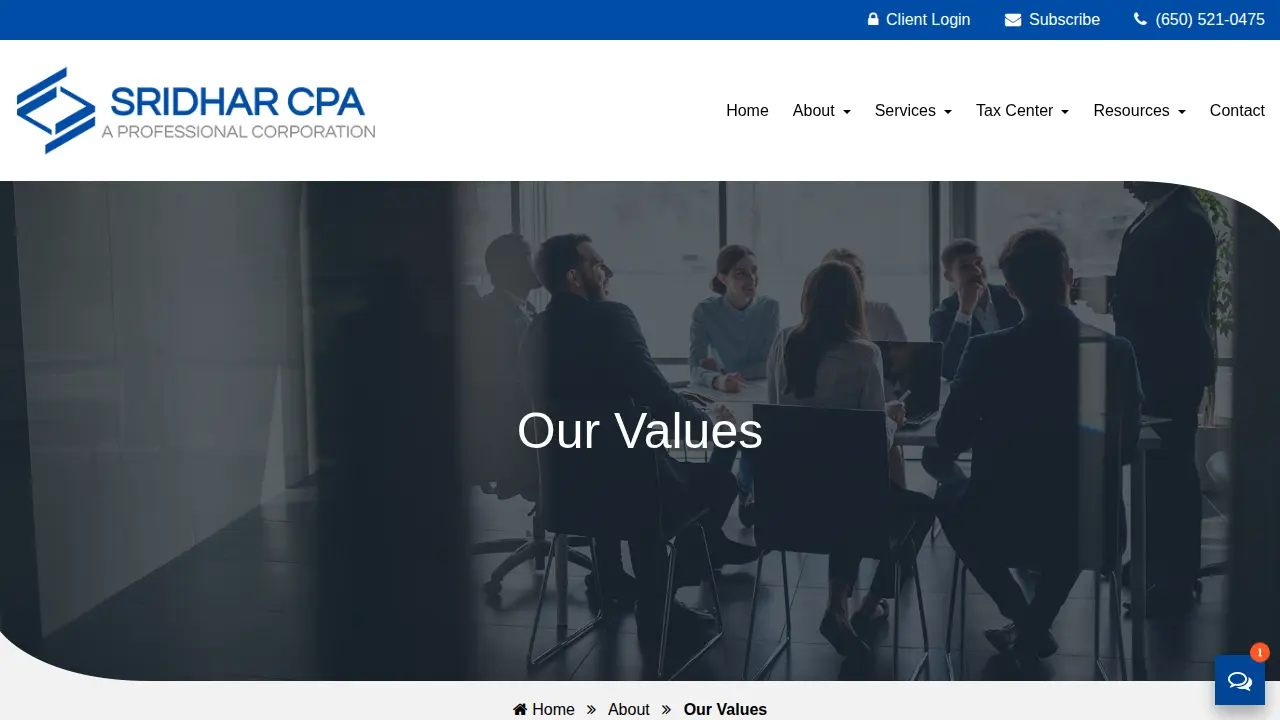 Sridhar CPA, A Professional Corporation page
