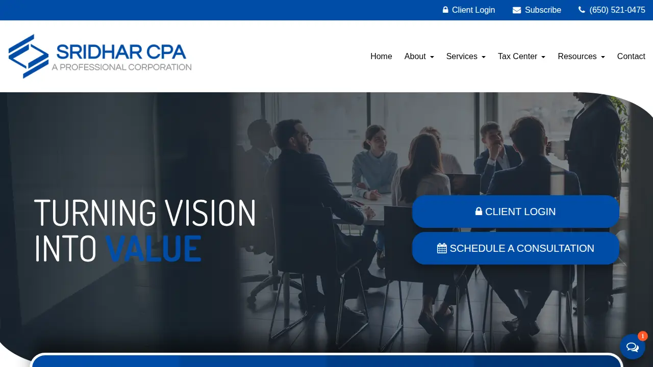 Sridhar CPA, A Professional Corporation page
