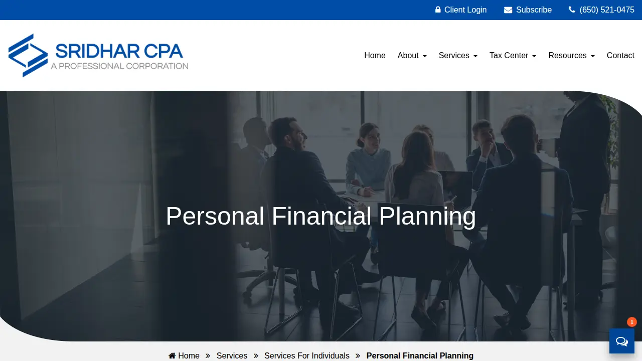 Sridhar CPA, A Professional Corporation page