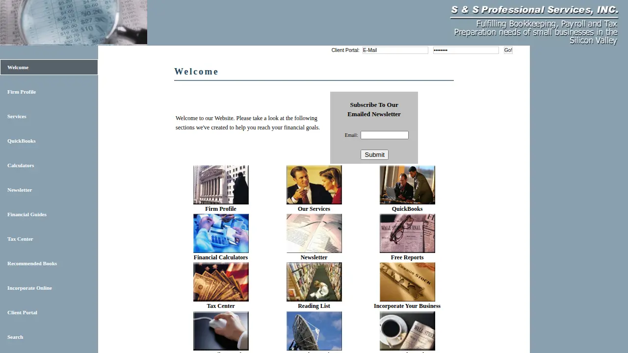 S & S Professional Services page
