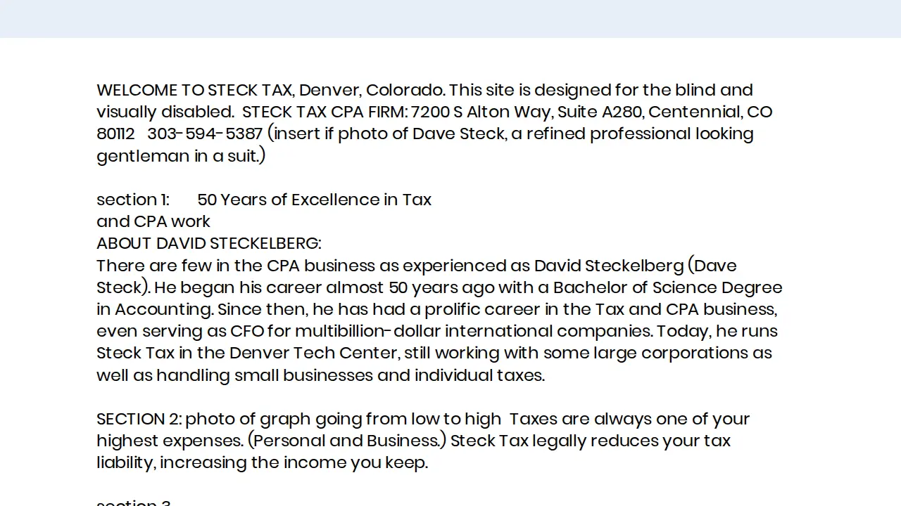 Steck Tax page