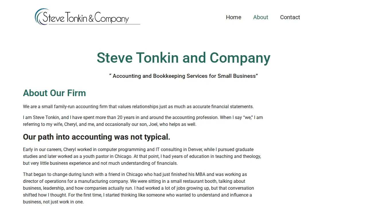 Steve Tonkin And Company page