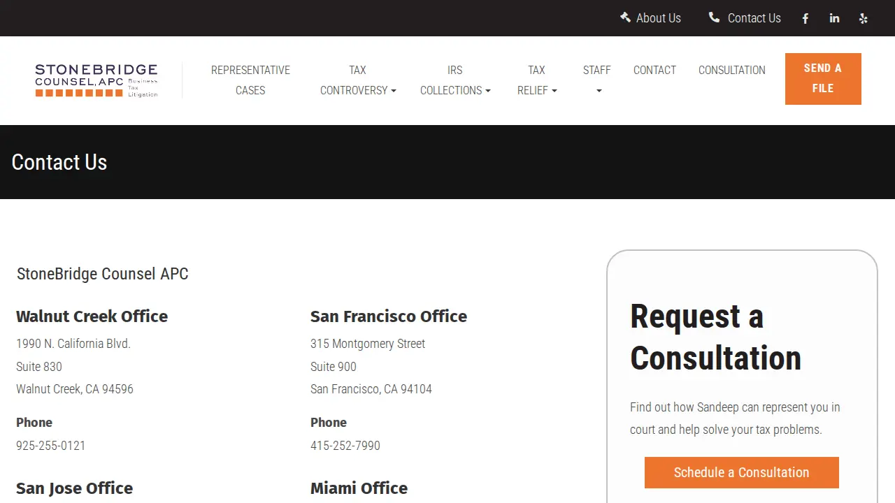 StoneBridge Counsel, APC Tax Attorney page