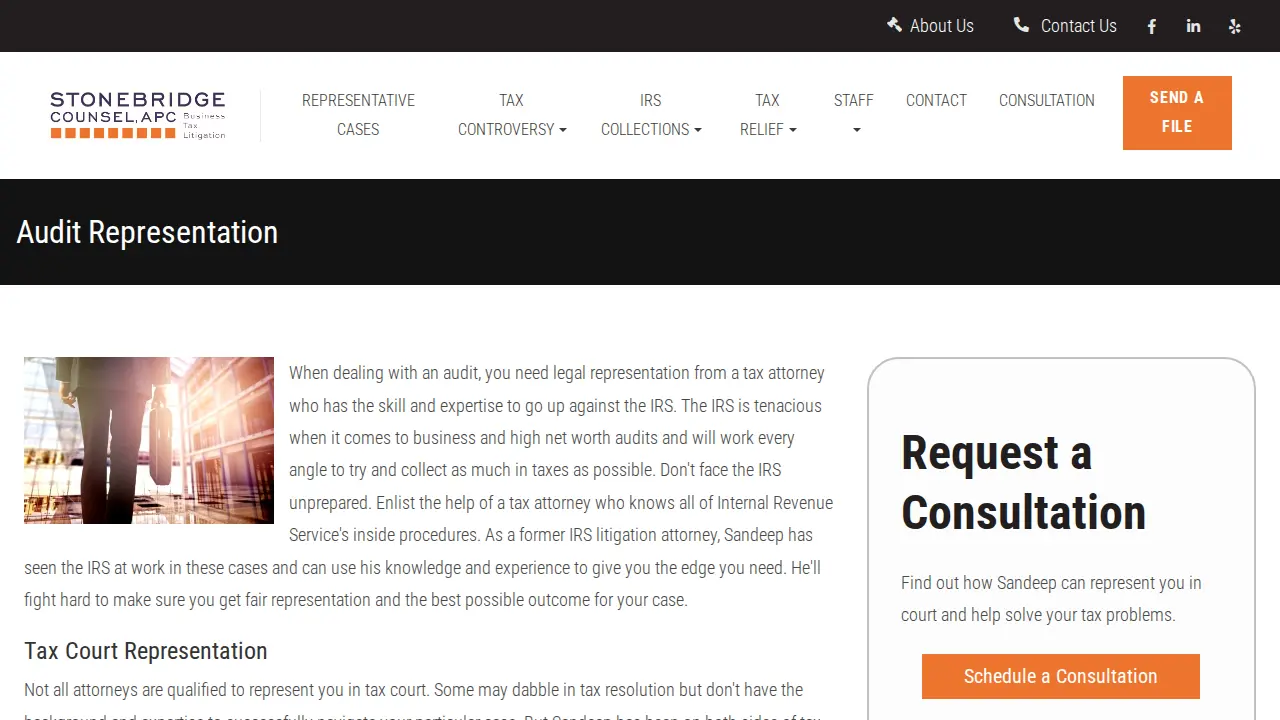 StoneBridge Counsel, APC Tax Attorney page