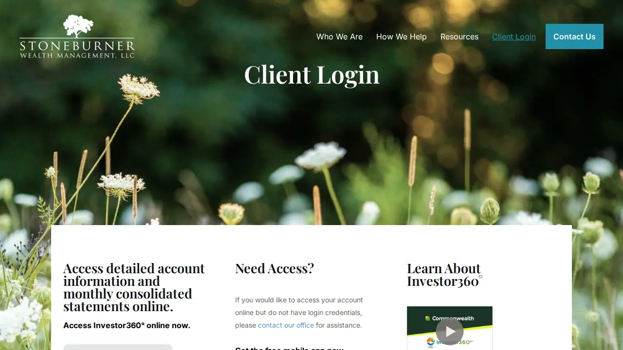 Stoneburner Wealth Management page
