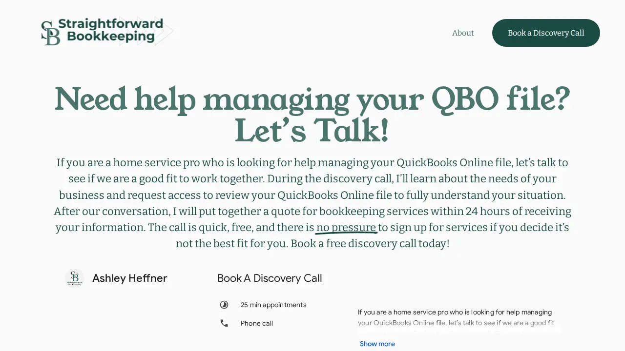 Straightforward Bookkeeping page