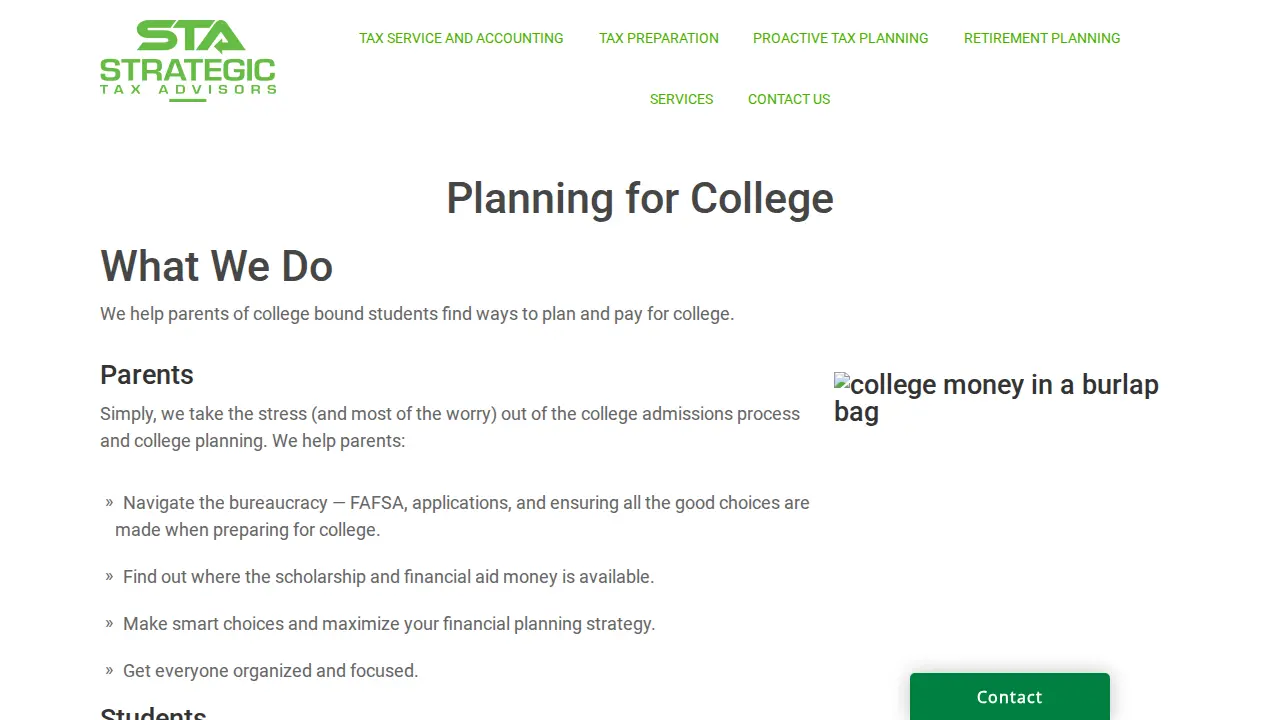 Strategic Tax & Advisory Services page