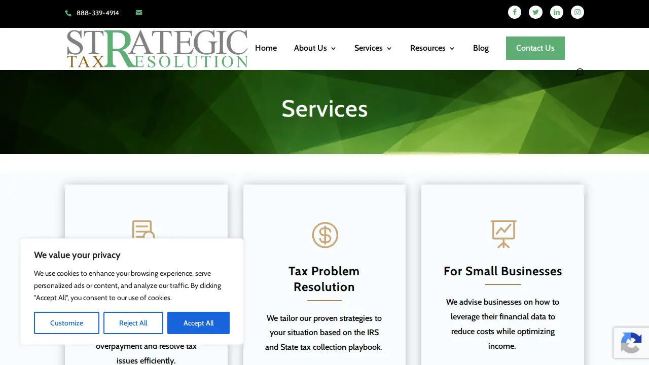 Strategic Tax Resolution page