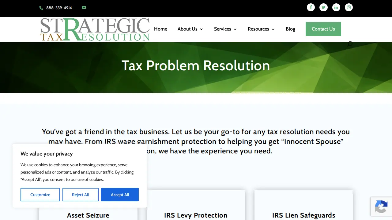 Strategic Tax Resolution page