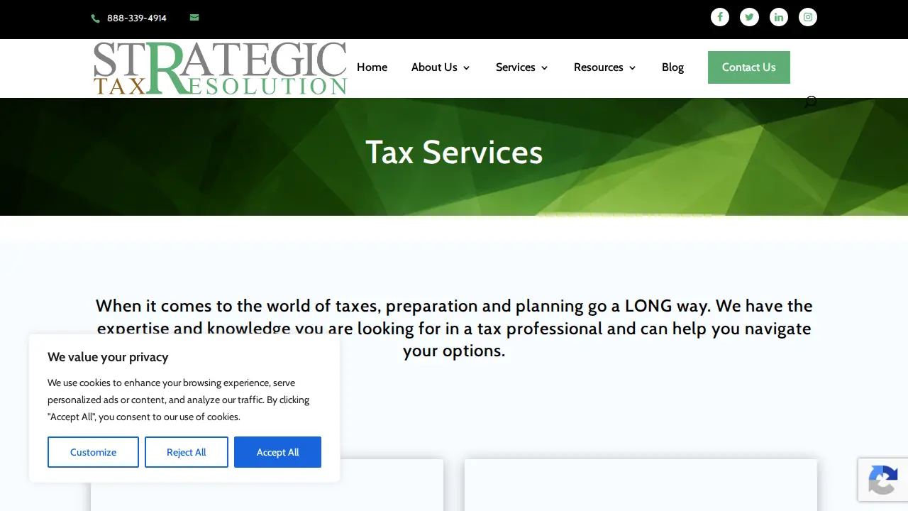 Strategic Tax Resolution page