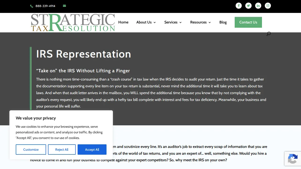 Strategic Tax Resolution page