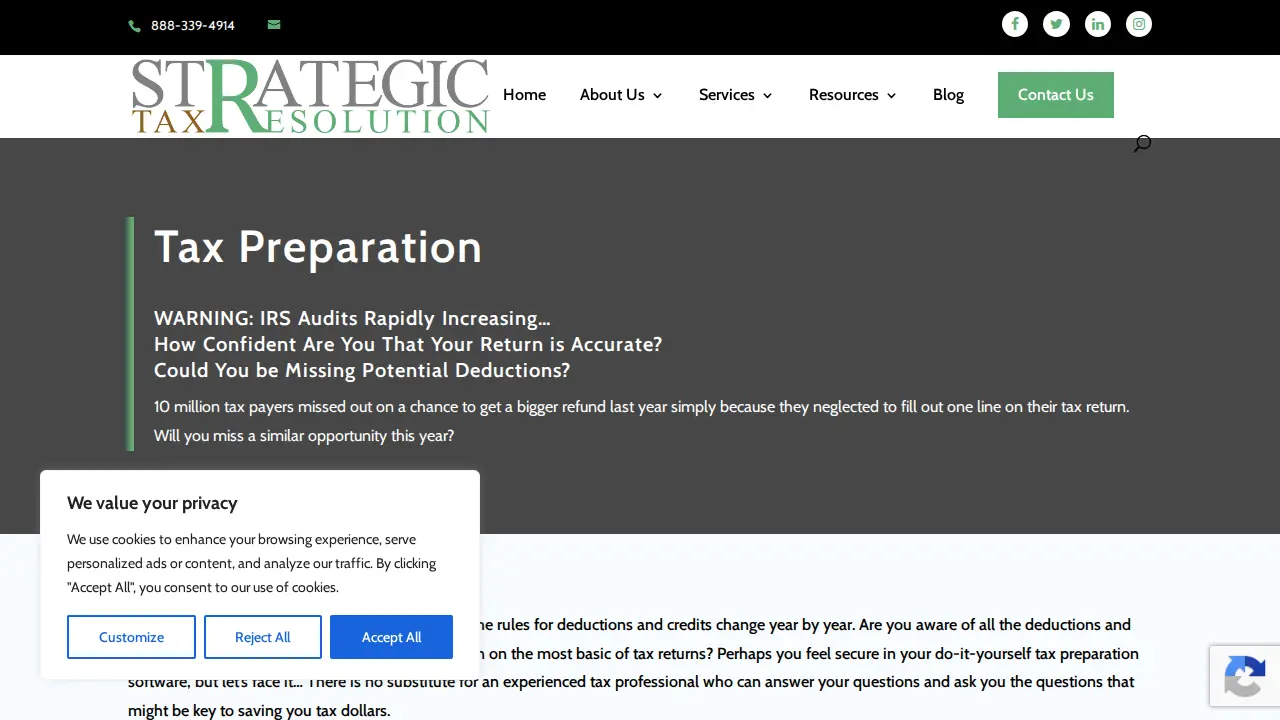 Strategic Tax Resolution page