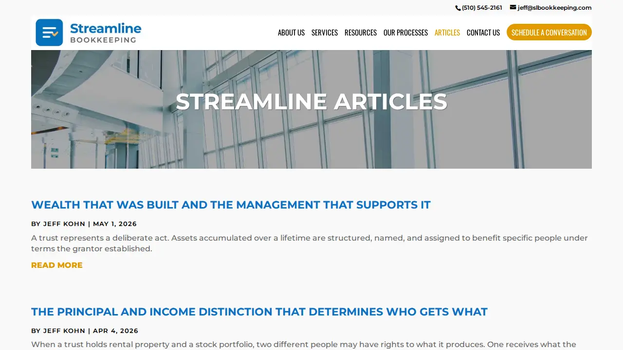Streamline Bookkeeping page