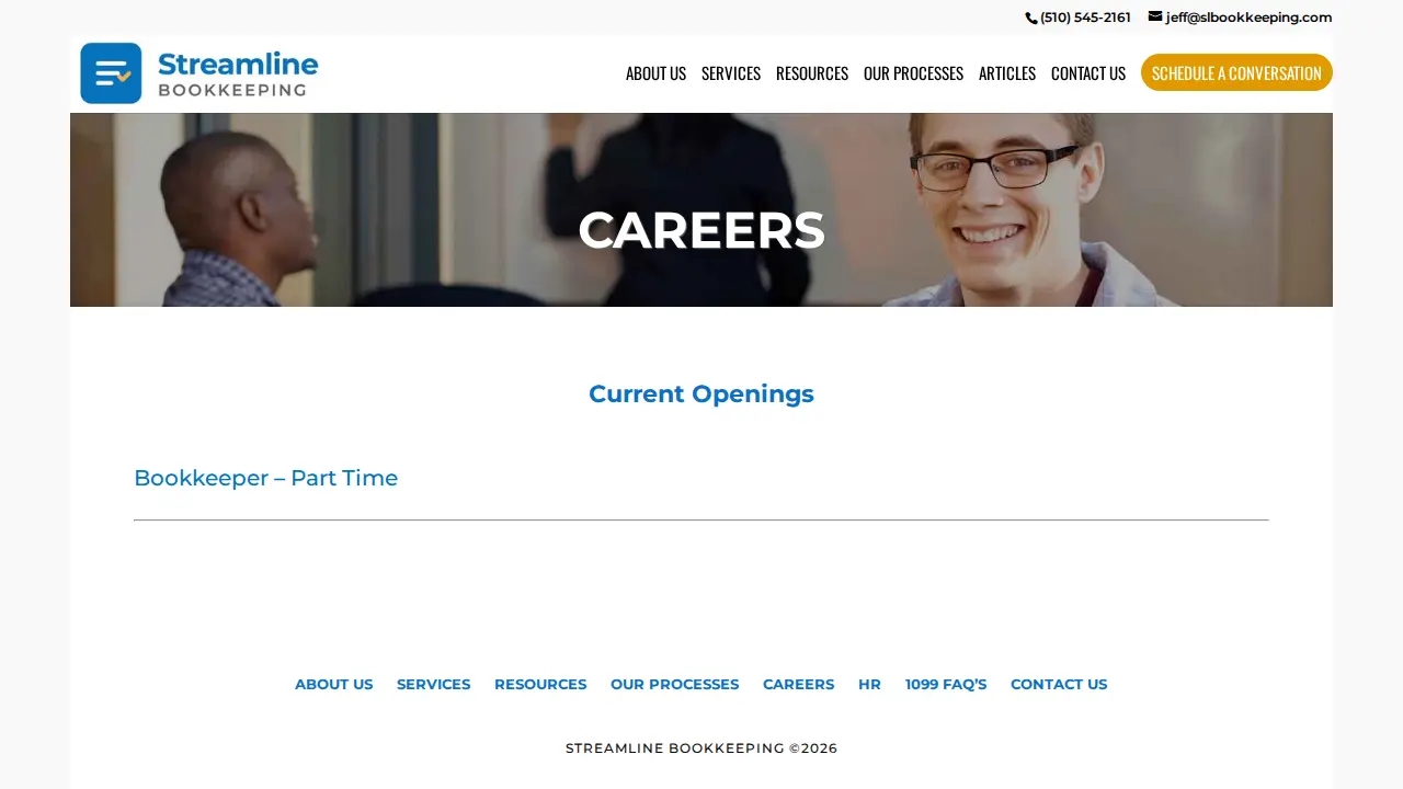 Streamline Bookkeeping page