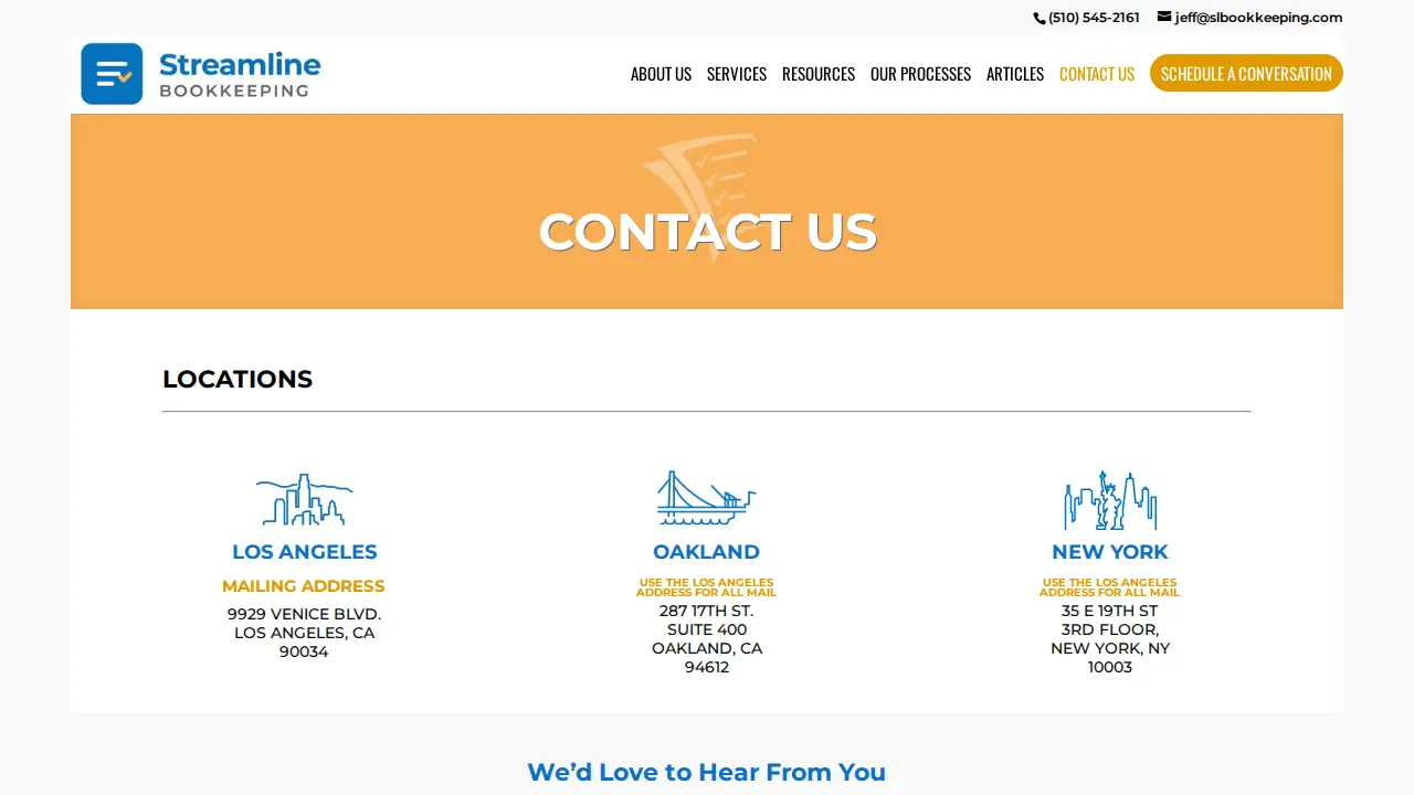 Streamline Bookkeeping page