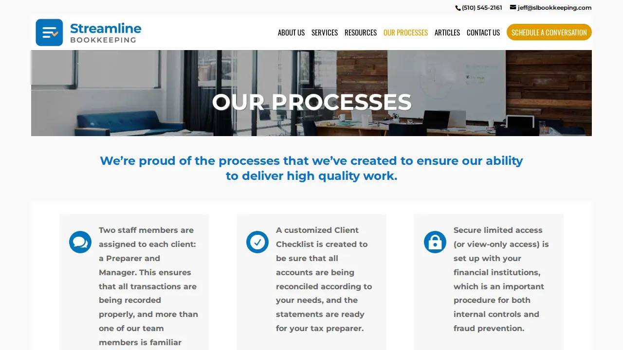 Streamline Bookkeeping page