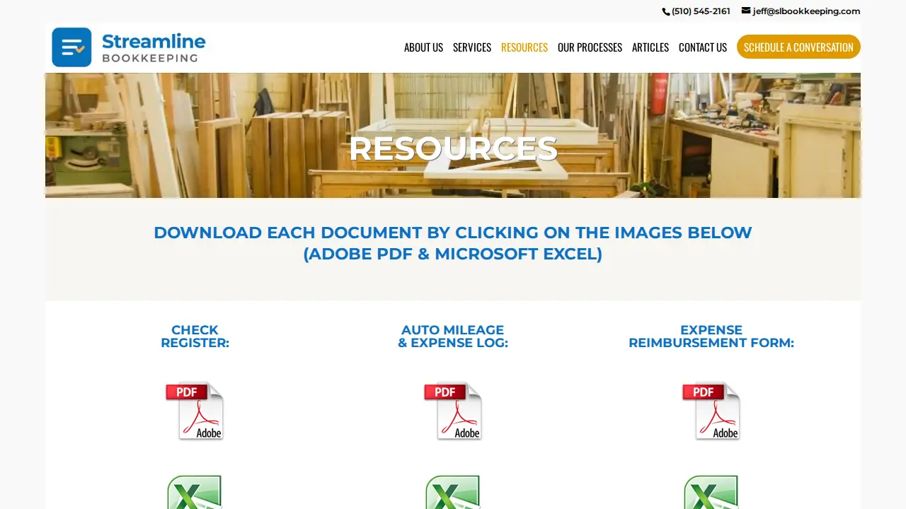 Streamline Bookkeeping page