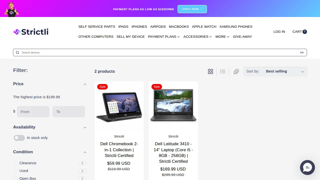 Strictli - Affordable Tech page
