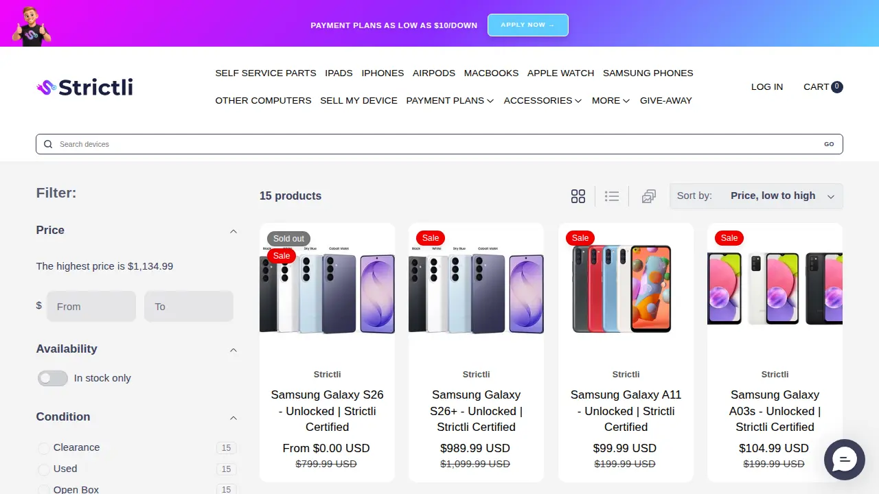 Strictli - Affordable Tech page
