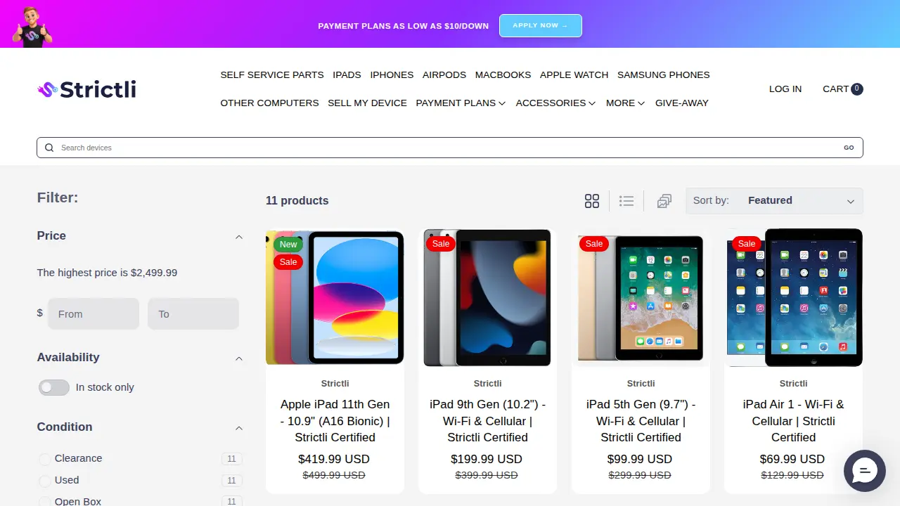 Strictli - Affordable Tech page