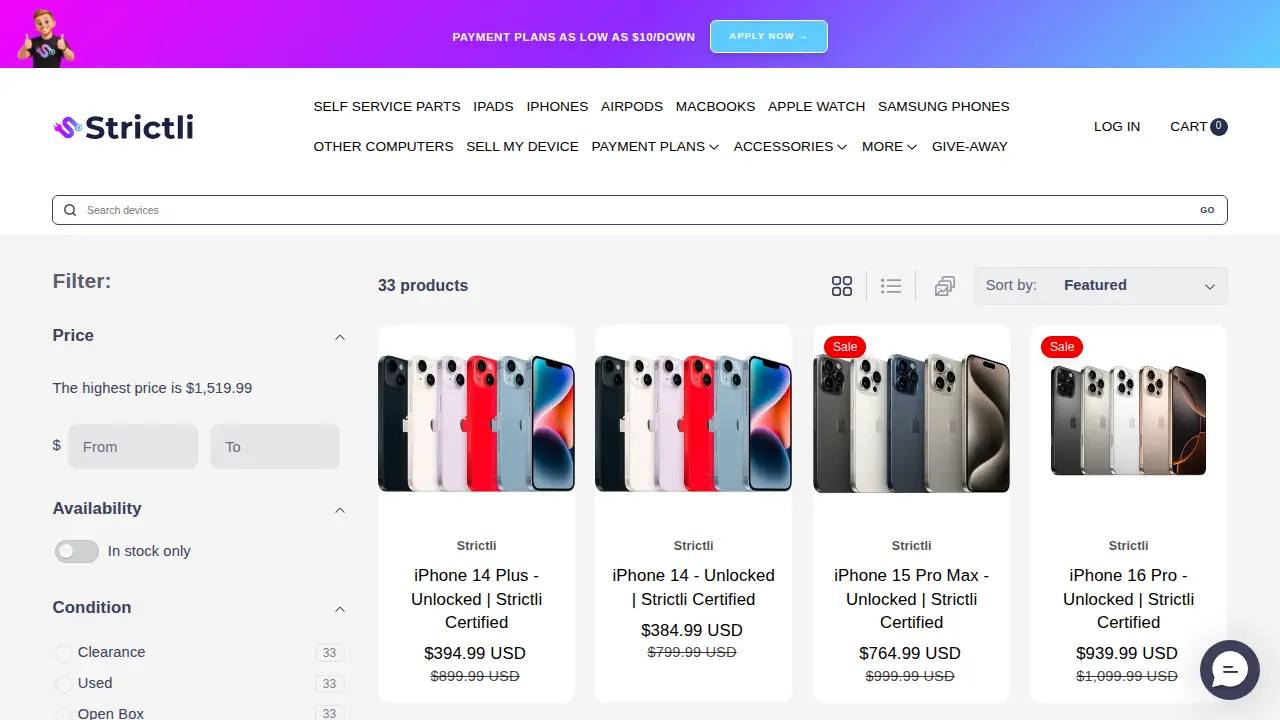 Strictli - Affordable Tech page