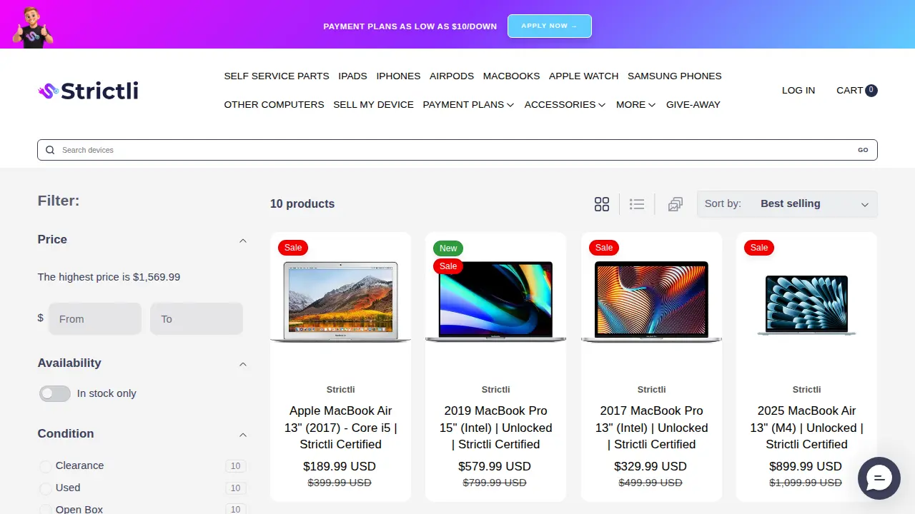Strictli - Affordable Tech page