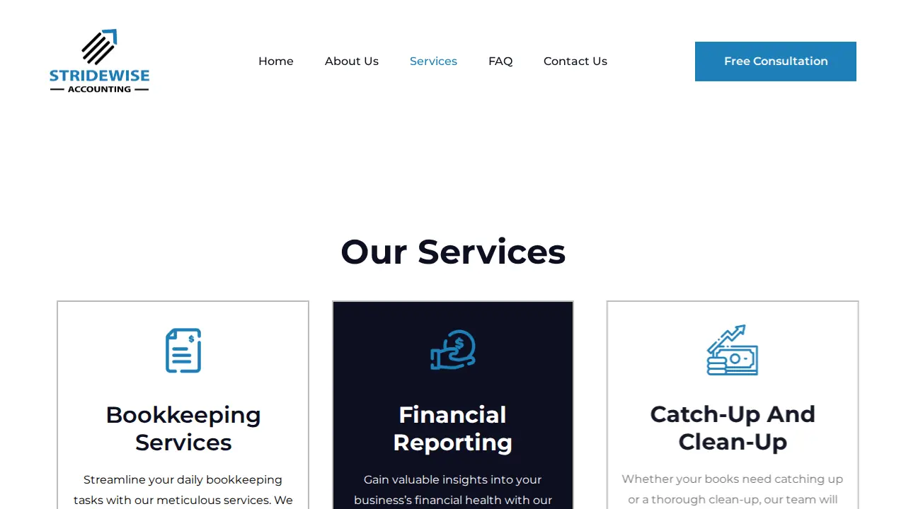 StrideWise Accounting page