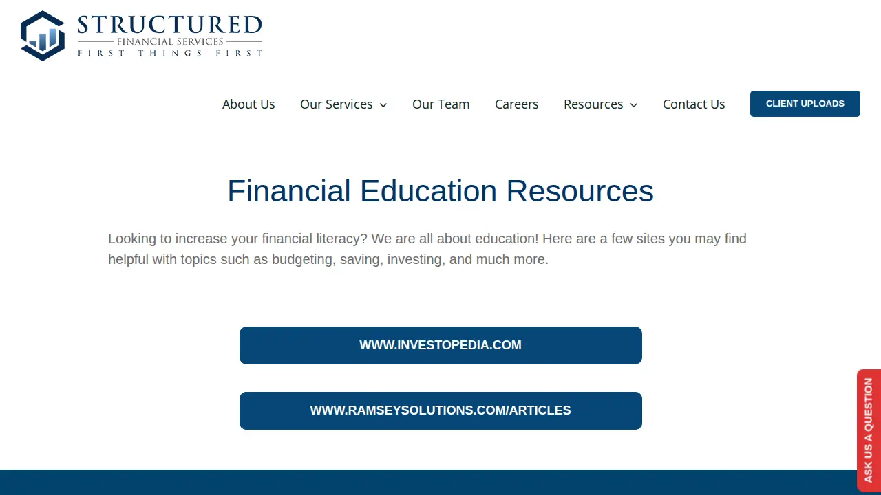 Structured Financial Tax Services page
