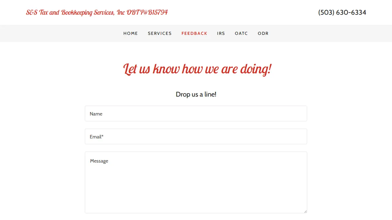 S & S Tax & Bookkeeping Services page