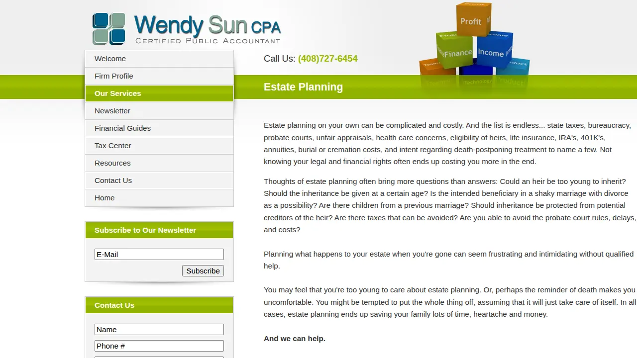 Wendy Sun CPA Accounting Office page