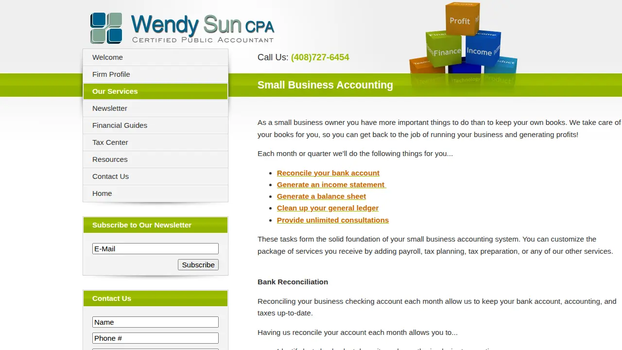 Wendy Sun CPA Accounting Office page